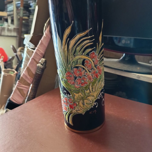 Vase Greek made dark blue with 24k gold overlay, like new