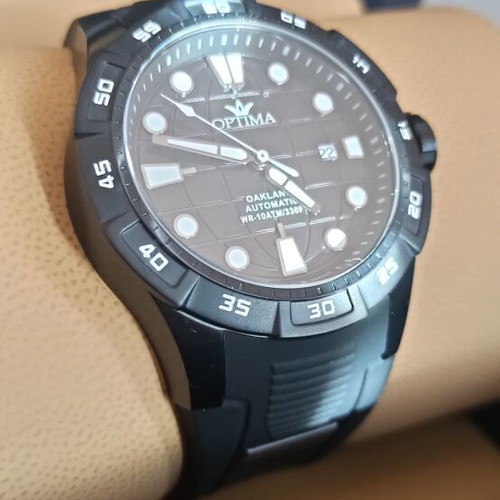 Optima Oakland automatic watch new, Swiss, black