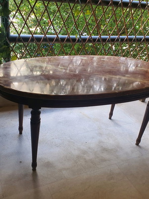 Vintage wooden table with marble top, 60-70s
