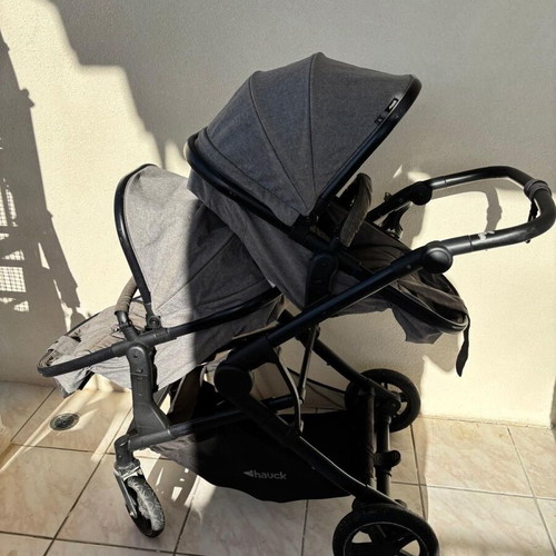 Hauk Atlantic Twin Melange Grey stroller like new for twins