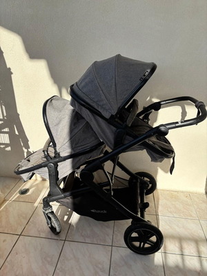 Hauk Atlantic Twin Melange Grey stroller like new for twins