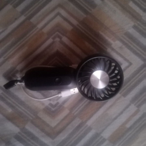 Mini rechargeable fan black, 3 speeds, USB cable, 13cm