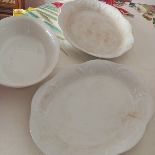 Vintage serving platters used, set of three from Aegean island