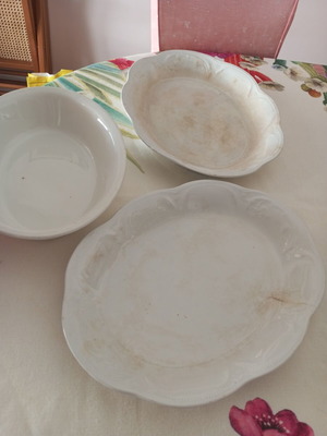 Vintage serving platters used, set of three from Aegean island