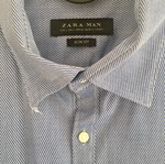 Ανδρικό πουκάμισο Zara no L ριγέ μπλε λευκό σαν καινούργιο