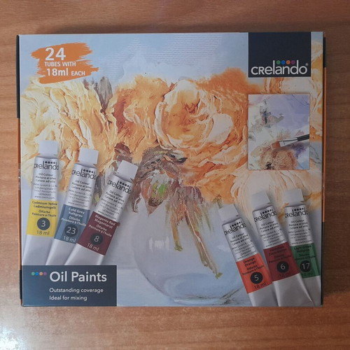Crelando oil paints set, 24 tubes of 18 ml, sealed