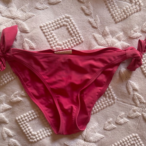 Pink bikini set used, vibrant color, size S