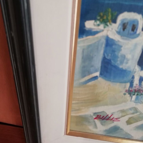 Composition of two oil paintings with Cyclades themes like new