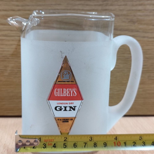 Gilbey's Dry Gin old promotional glass pitcher used