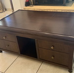 Solid wood coffee table with storage, walnut color