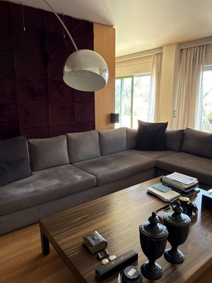 Corner sofa like new, grey waterproof fabric, 3.90 x 2.60 m