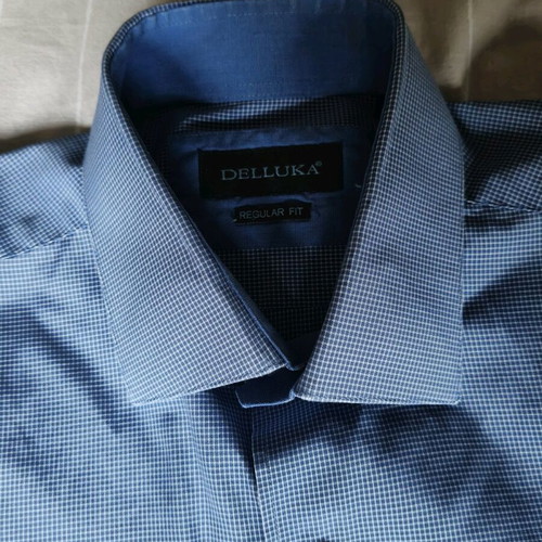 Delluka regular fit men's cotton shirt like new, blue check size M