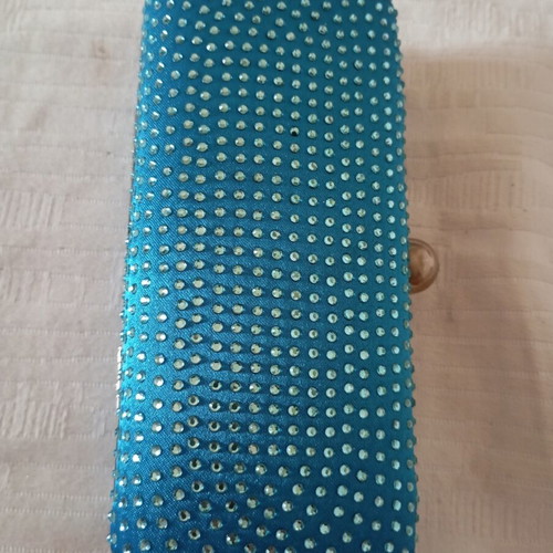 Clutch bag blue with strass and chain like new
