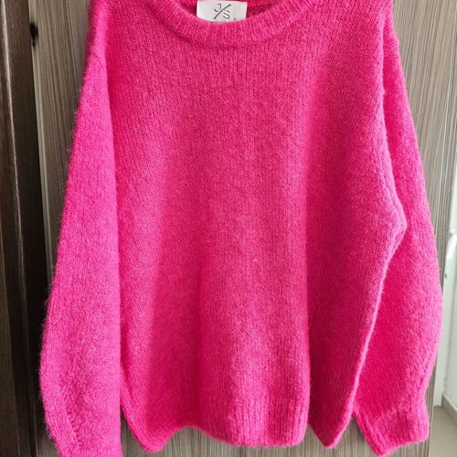 Fuchsia J&S sweater new, knitted onesize with rhinestones