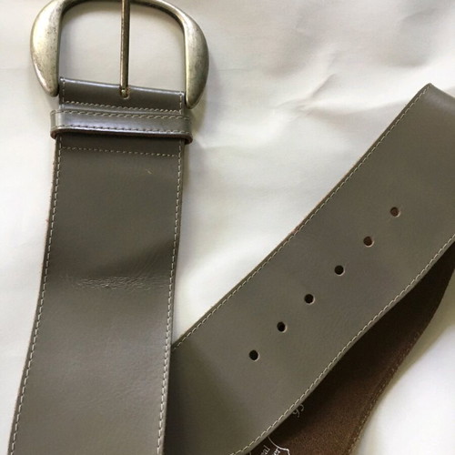 Leather gray big belt like new, 95cm wide buckle