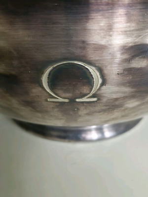 Silver-plated basin with Aristotle Onasis Ω monogram used, Christofle vintage