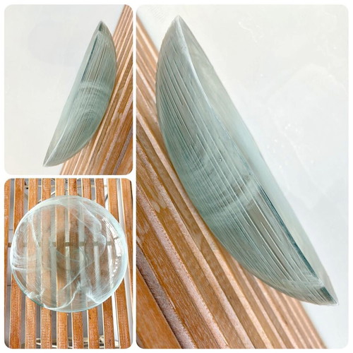Handmade glass platter new, decorative fruit bowl