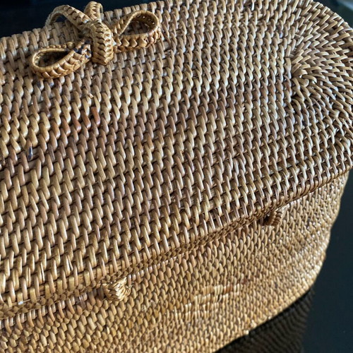 Mango rattan crossbody bag like new, beige with leather strap
