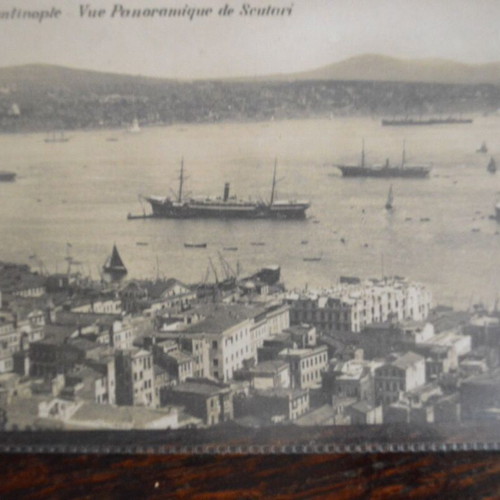 Old postcard Skoutari Constantinople panoramic image used