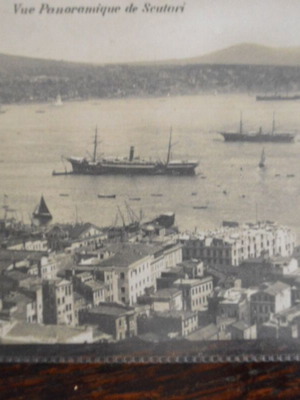 Old postcard Skoutari Constantinople panoramic image used