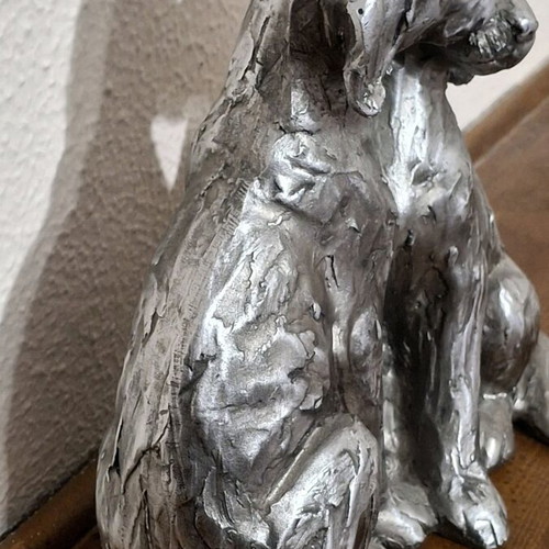 Decorative wooden figurine of loving dogs like new