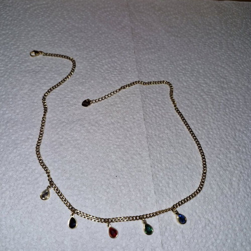 Steel necklace pendant with multicolored stones new