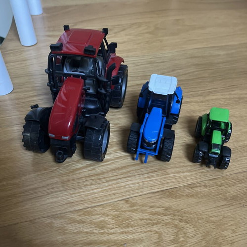 Toy tractor cars used, set of three different sizes