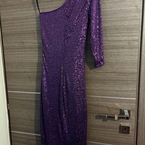 Midi dress Be You one shoulder used, purple with sequins, size S