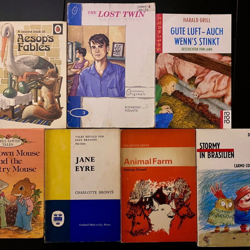 Pack of 7 educational and children's books used, English and German