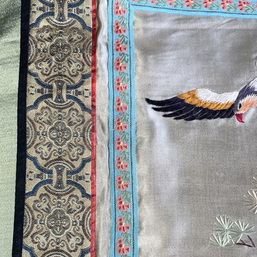 Silk table linen with eagle embroidery vintage
