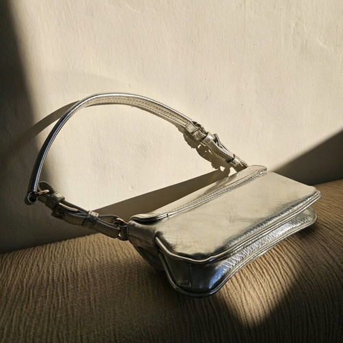 Y2k mini shoulder bag used, silver
