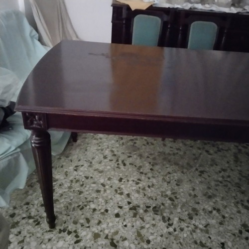 Solid wood dining table like new dark brown