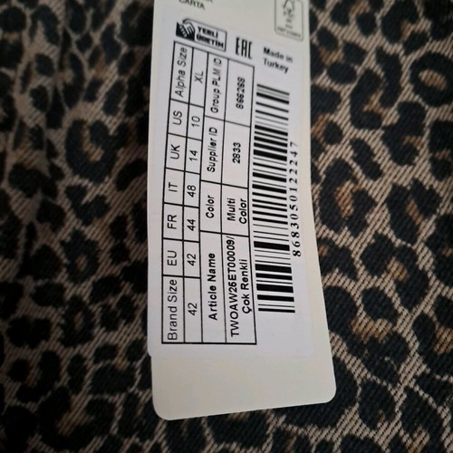 Leopard denim skirt long new, size L
