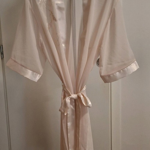 Nightgown transparent with embroidery like new, beige and pink, size S