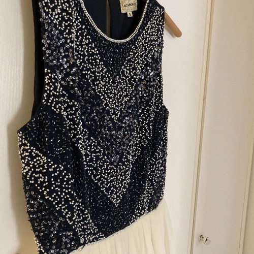 Lace&Beads midi dress with beads and sequins, new, blue-white