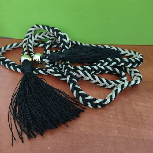 Belt with tassels and fringes, new, black and gold