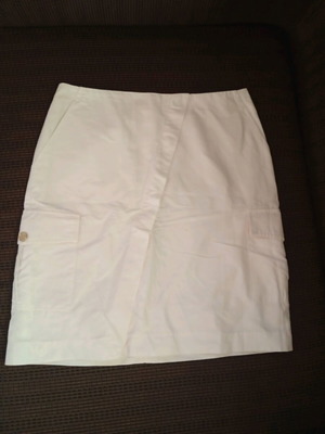 BSB skirt knee-length with front slit and side pockets like new, white, XL