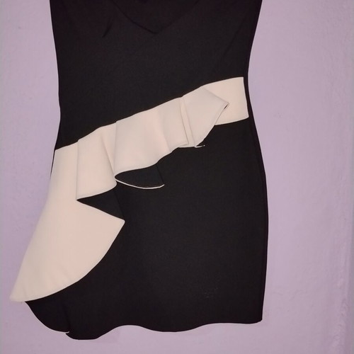 Zara Woman Strapless Mini Dress like new, black and off white ruffles
