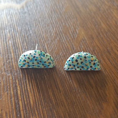 Handmade ceramic earrings colorful new with glass coating