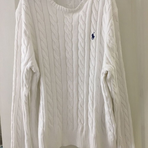 Polo Ralph Lauren cable-knit sweater unisex XXL, white cotton