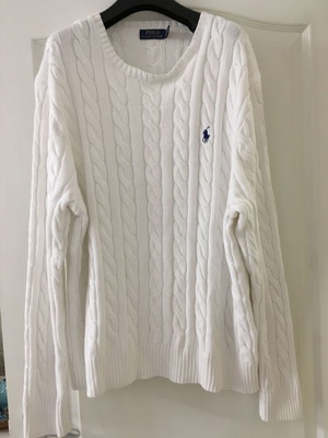 Polo Ralph Lauren cable-knit sweater unisex XXL, white cotton