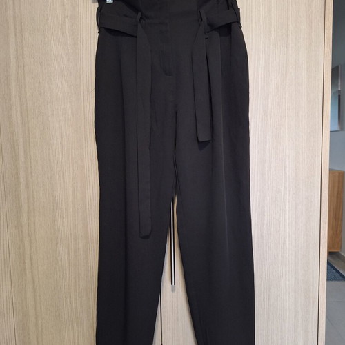 Don't Speak High-Waisted Black Paperbag Trousers with Belt, Size M