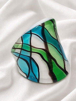 Handmade Murano style glass ring new, blue and green