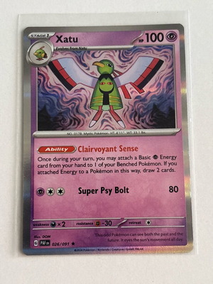 Xatu Holo Rare Pokemon κάρτα καινούργια, Scarlet & Violet: Paldean Fates