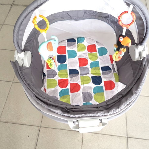 Fisher Price On-The-Go Baby Dome playpen like new with mattress gray 79.5x13.5cm