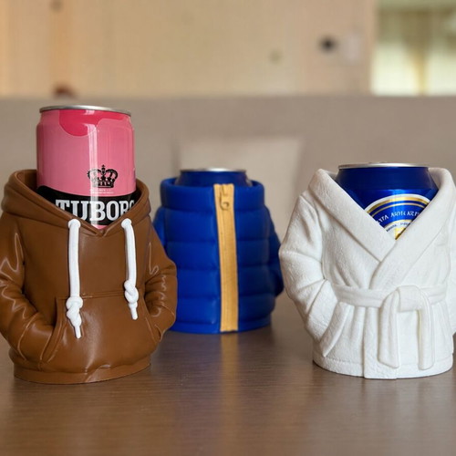 3D Printed Beer Can Holder in Hoodie Design new