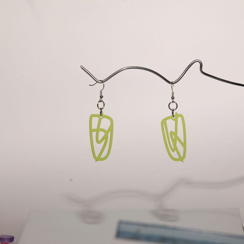 Earrings from recycled plexiglass "Lines II" new, 4cm length with surgical steel hooks
