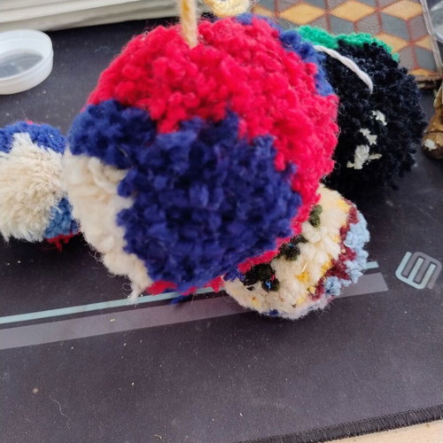 Set of handmade yarn balls used