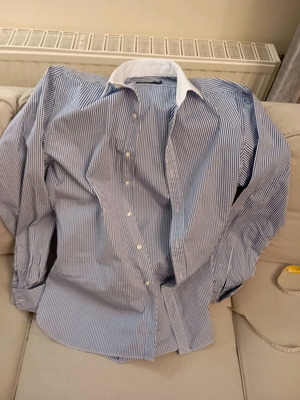 Риза Polo Ralph Lauren райе като нова, размер XL, бяла и синя