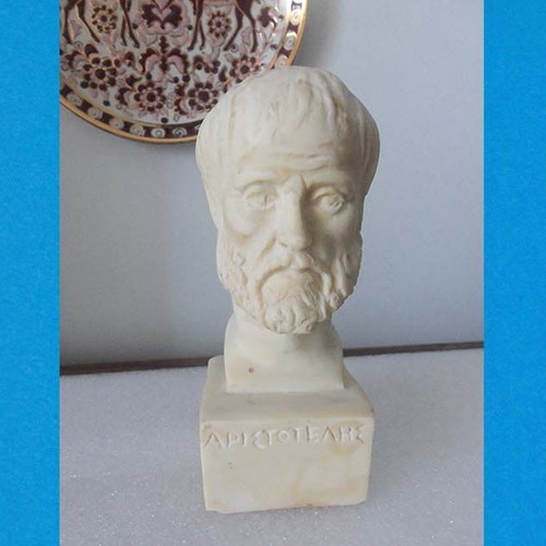Commemorative alabaster bust of Aristotle, Aristotelio College Thessaloniki, Rhodes 2004